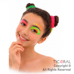 MAQUILLAJE ARTISTICO FLUO AMARILLO NARANJA ROSA Y VERDE (BLISTER X 4 UNID - 8 GR) (PACK X 3 BLISTERS